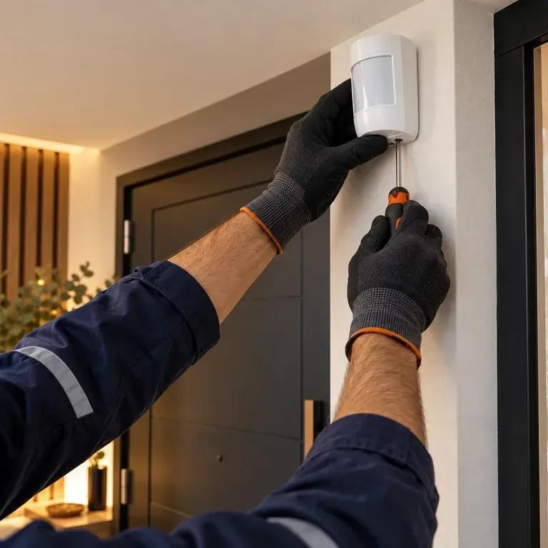 Montaje de un detector de movimiento en una vivienda.
